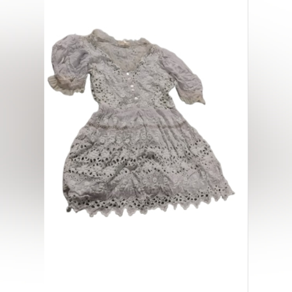 Loveshackfandy Women's Kiona Short Sleeve Lace Buttoned Mini Dress Sz 0